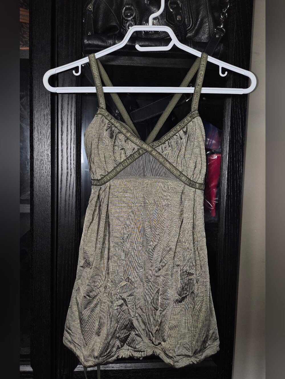 Rare Lululemon Athletica Women Small Vintage Y2k Green Satin Yoga Tank Top Shirt